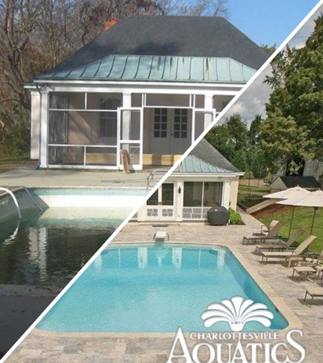 Pool renovation before and after