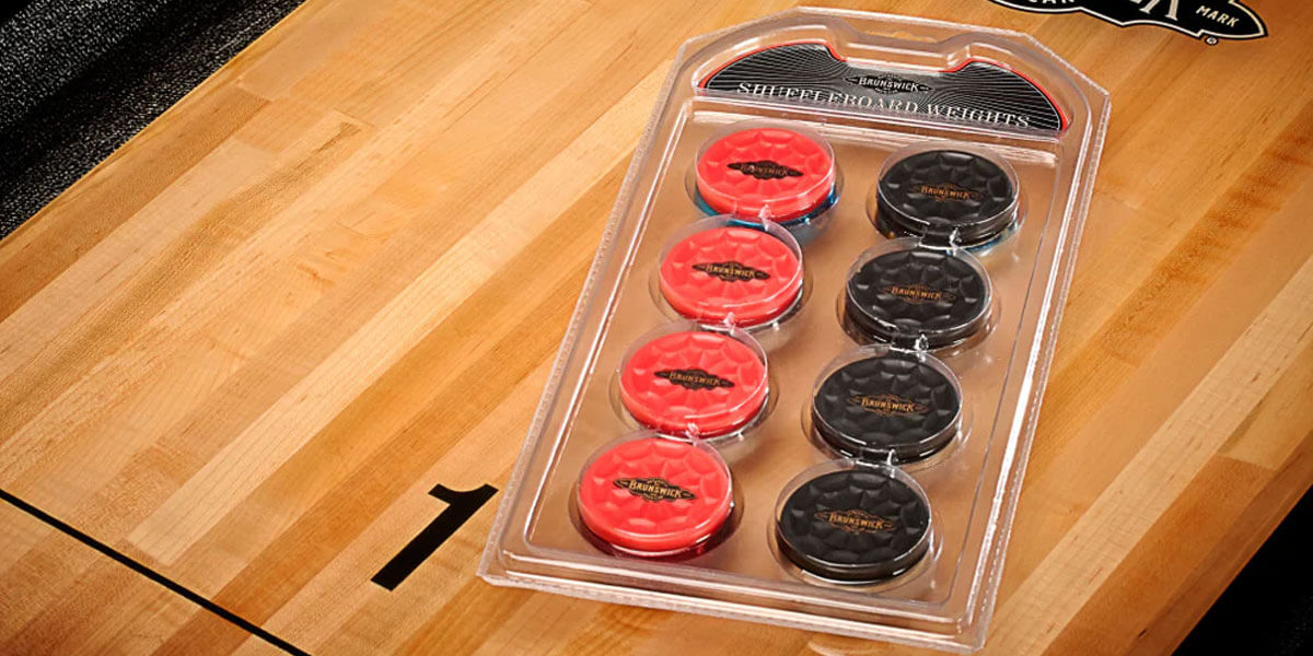 Shuffleboard Weights Red And Black Caps