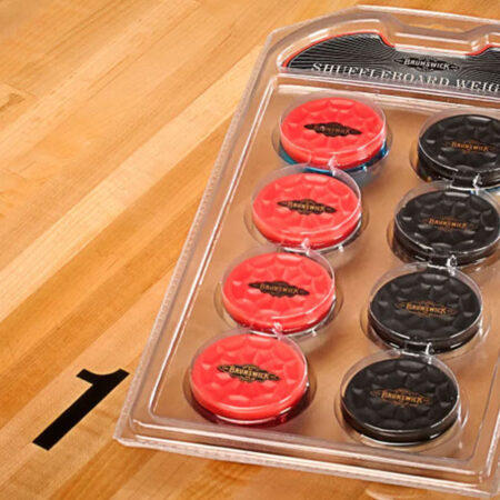 Shuffleboard Weights Red And Black Caps